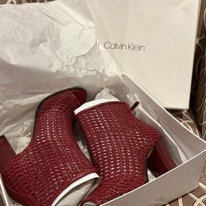 Calvin Klein Women's Red Ankle Booties